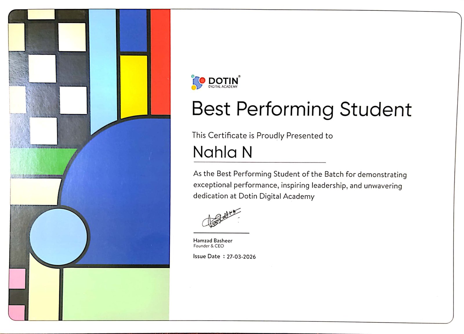 Best Performer Award